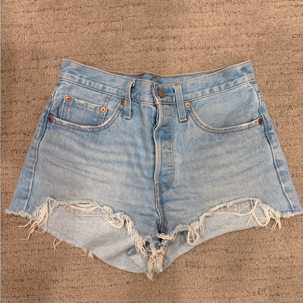 Levi's Light Blue Distressed Jean Shorts